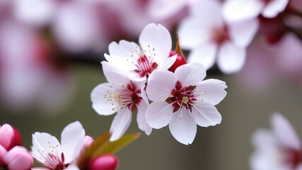 Fototapeta premium cherry blossom in spring, sakura flowers on blue sky background