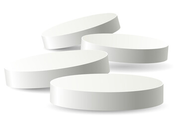 4 White circle pedestal podium product float on floor clean luxury style