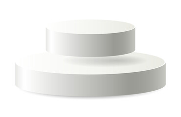 Double White circle pedestal podium product float on floor clean luxury style