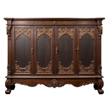 Bengali Almari, Antique wooden cabinet, Wooden Armoire isolated on transparent background