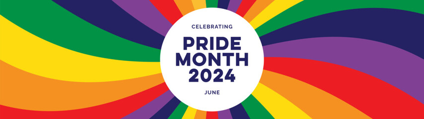 Pride Month Banner. Pride Rainbow Background with Pride Month Design Element. Colourful Pride Flag Banner Background Vector Illustration. 