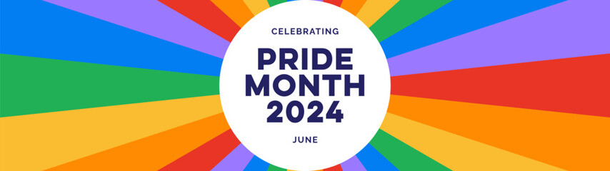 Pride Banner Design Vector with LGBTQ Pride Flag Colored Background. Rainbow Stripes Abstract Background Banner for Gay Pride Month.