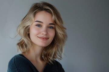 Fototapeta premium A woman with blonde hair and blue eyes