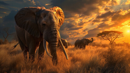 An awe-inspiring scene of a safari in the African savannah