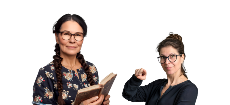 Teaching set of American woman teacher with glasses for Teachers’ Day, Isolated on Transparent Background, PNG