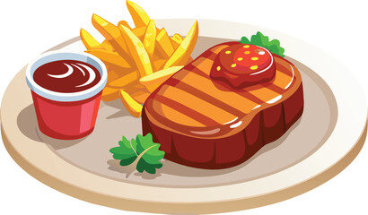 beef steak vector flat illustration