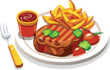 beef steak vector flat illustration