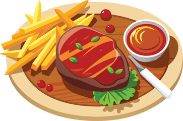 beef steak vector flat illustration