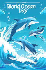 Naklejka premium Designing the Depths, Creating a Masterpiece Vector Art and Illustration for World Ocean Day 