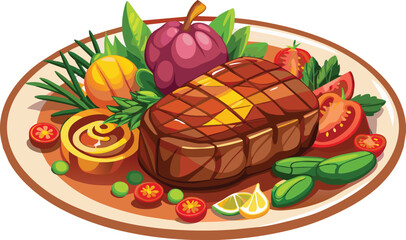 beef steak vector flat illustration