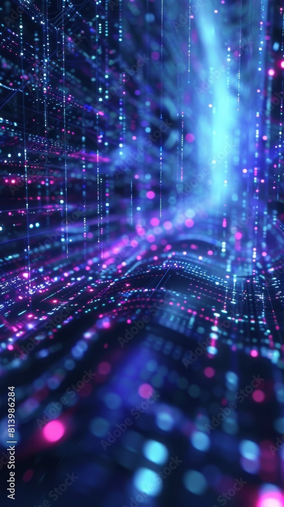 Aufkleber abstract digital background with glowing particles