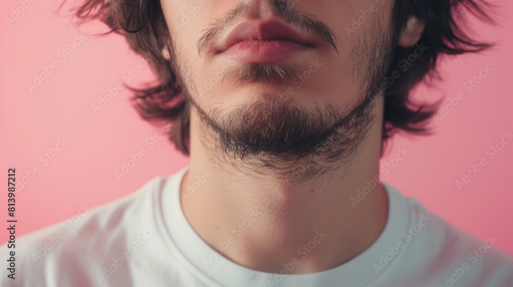 Poster a detailed view of a man with a beard. suitable for various projects