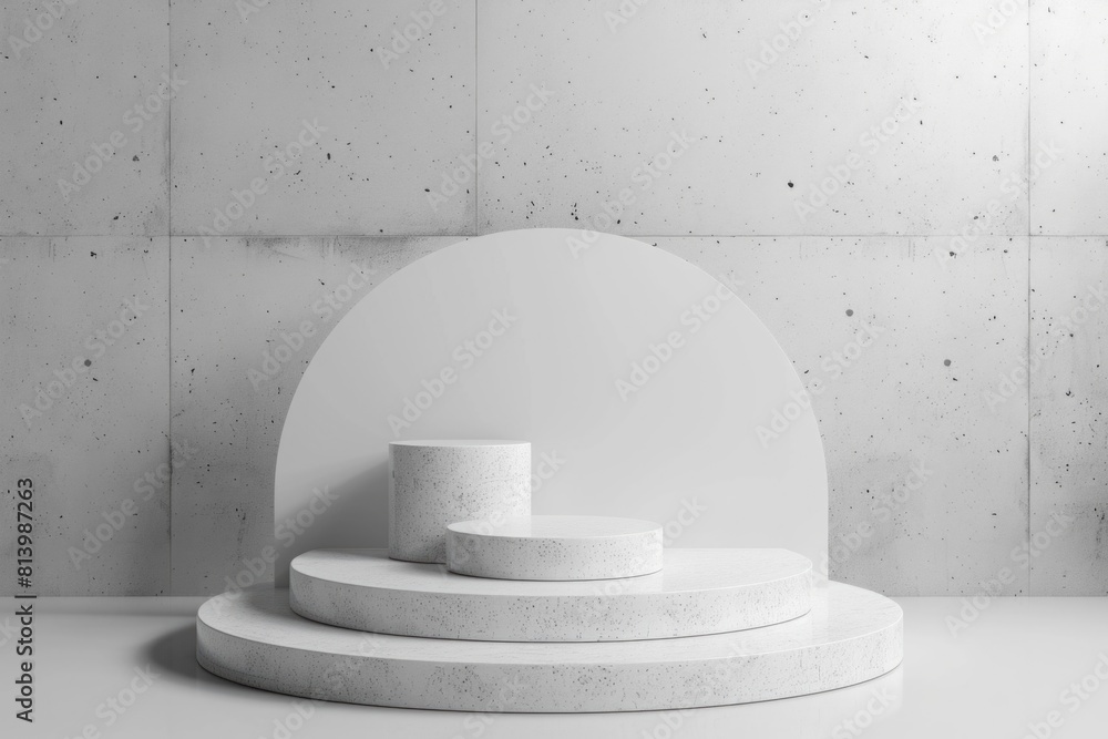 Poster a white pedestal with two cups on top, suitable for various concepts and designs
