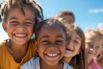 Obraz premium Joyful Children Laughing Together Outdoors