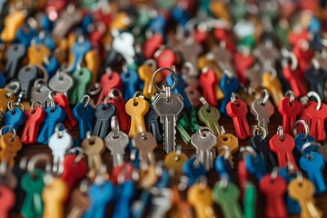 New Home Ownership Concept: Keys and Keychain with Real Estate Theme