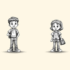 A Boy And A Girl Standing with School bag Back To School Kids