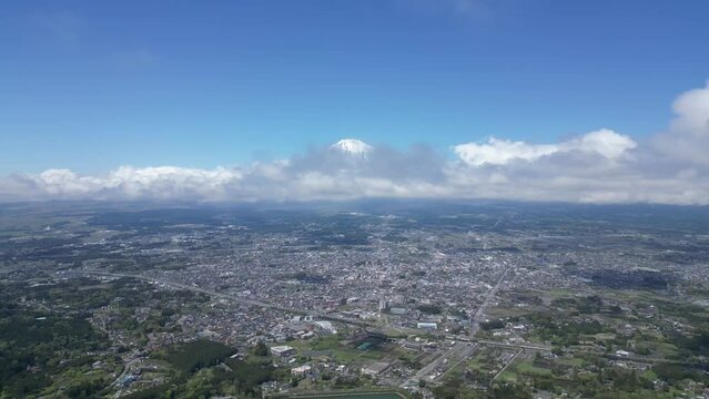 Aerial Shot of Gotemba city and Mount Fuji