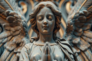 Detailed close up of an angel statue, suitable for various projects