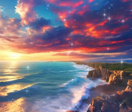 luxury Beautiful sky clouds nature landscape at sunset