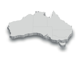 3d Australia white map with regions isolated © Katyam1983