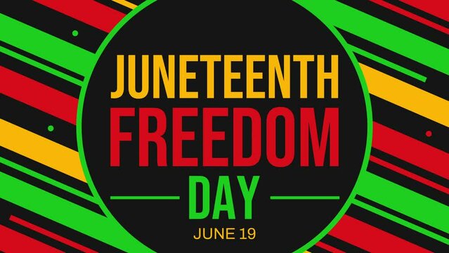 Juneteenth Freedom Day Wallpaper 4K Animation with colorful shapes and typography in the circle