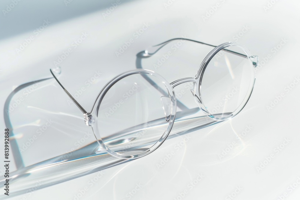 Aufkleber a pair of glasses placed on a table. suitable for various concepts and designs