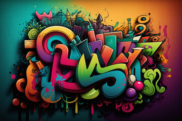 colorful graffiti art design bright background	
