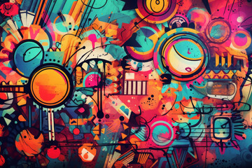 colorful graffiti art design bright background	
