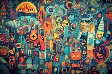 colorful graffiti art design bright background	
