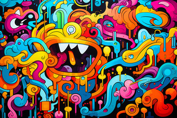 Obraz premium colorful graffiti art design bright background