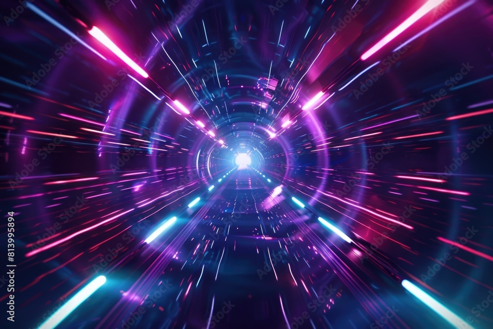 Poster dark tunnel with bright light at the end, suitable for concepts of hope and success