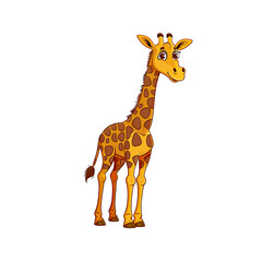 Obraz premium A Cute Giraffe Cartoon, Cartoon Illustration