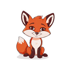 Obraz premium A Cute Fox Cartoon, Cartoon Illustration