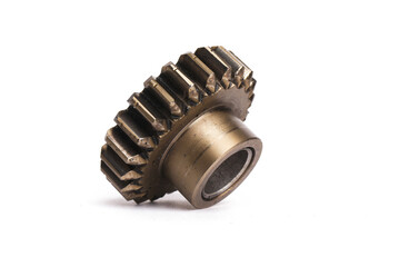 Car gearbox gearwheel isolated on the white background.