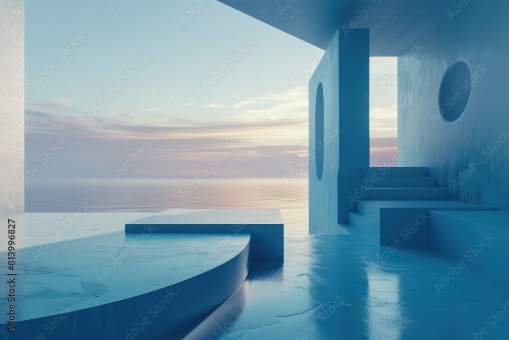 Aufkleber a view of the ocean from inside a building. suitable for travel and nature concepts