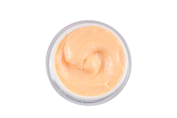 Orange citrus Vitamin C face care - cream, serum. mask, face cleaner, antioxidant moisturizer skin face care and make up concept, with fresh orange fruit slices