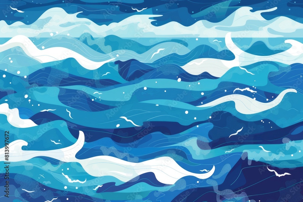 Poster A tranquil view of a blue ocean with gentle waves. Suitable for various design projects