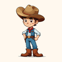 templateA Cute Young Boy Standing Like a Cowboy with Cowboy Hat Dress