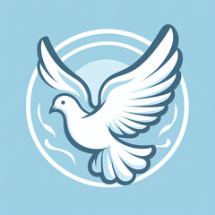 Obraz premium cute vector style illustration of white dove depicting the Holy Spirit, catholic christian clipart