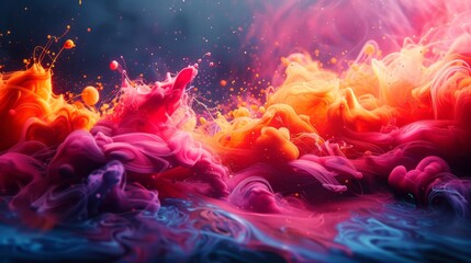 Abstract colorful ink explosion in water
