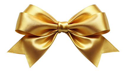 "Minimalist Gold Ribbon Bow" - A simple yet elegant gold tie ribbon bow with a smooth satin finish, isolated for clean and modern graphic uses.
