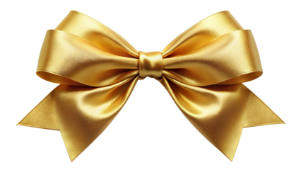 "Minimalist Gold Ribbon Bow" - A simple yet elegant gold tie ribbon bow with a smooth satin finish, isolated for clean and modern graphic uses.
