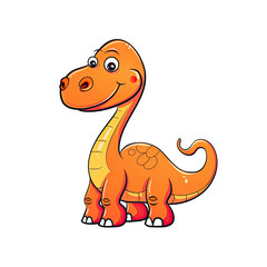 A Charming Cartoon Dinosaur, Cartoon Illustration