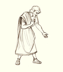 Adult man respect someone with bowing