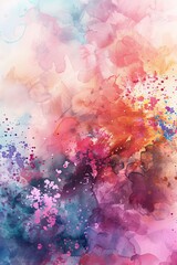 Abstract Watercolor Painting With Splatters