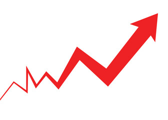 big business arrow graph going up start from thin line become bold arrow line
