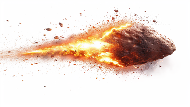 Asteroid explosion in Earth's atmosphere. Asteroids fall to Earth emitting fire. - Powered by Adobe