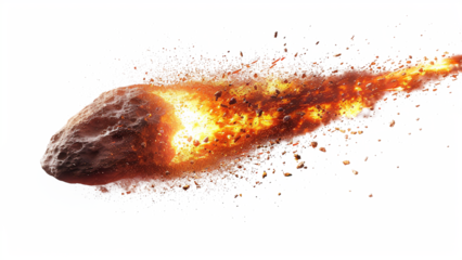 Asteroid explosion in Earth's atmosphere. Asteroids fall to Earth emitting fire.