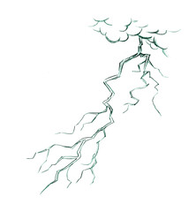 Pencil drawing. 7 Egyptian plague. Thunder, lightning and hail.