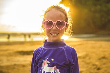 Portrait of girl of 4 years on beach of Costa Rica